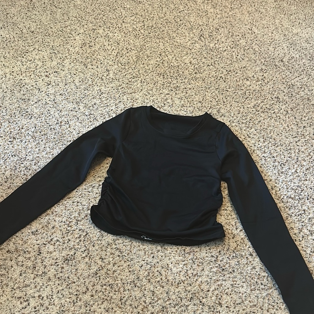 QQQ black ribbed long sleeve shirt for women size S